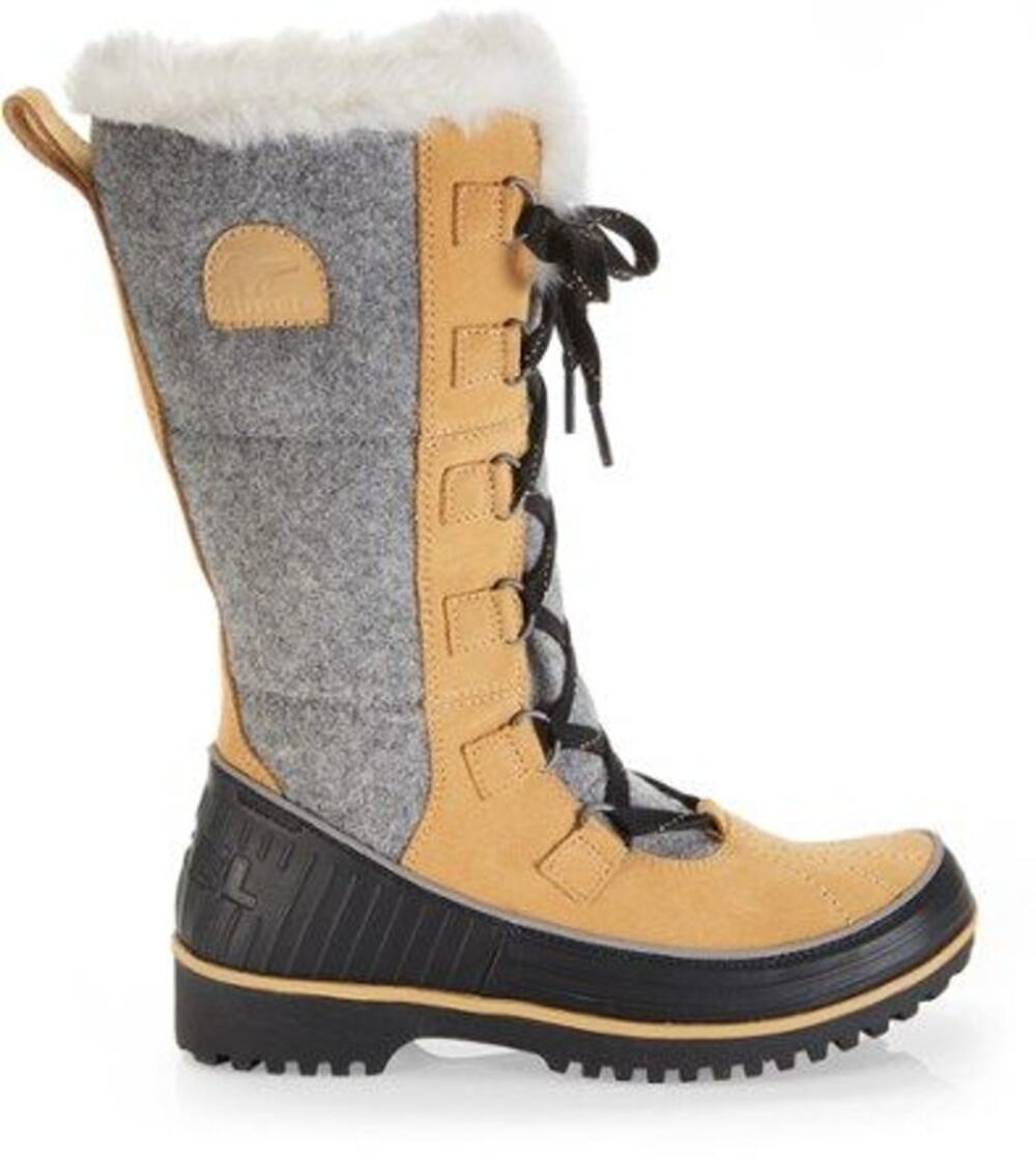 Sorel Tivoli High II Boots Suede Snow Lace Up Faux Fux Waterproof Curry Gray 9